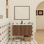 Floating Bathroom Vanity With Sink Combo with Soft-Close Doors - Brown or Light Brown