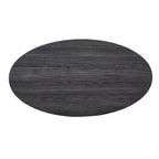 Contemporary 3 Piece Coffee Table Set with Oval Wood Shelf - Charcoal
