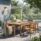 7-Piece Acacia Wood Outdoor Dining Set with Weather-Resistant Finish - Teak