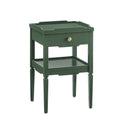 1 Drawer Nightstand with Solid Wood Frame - Blue, Dark Green, or White