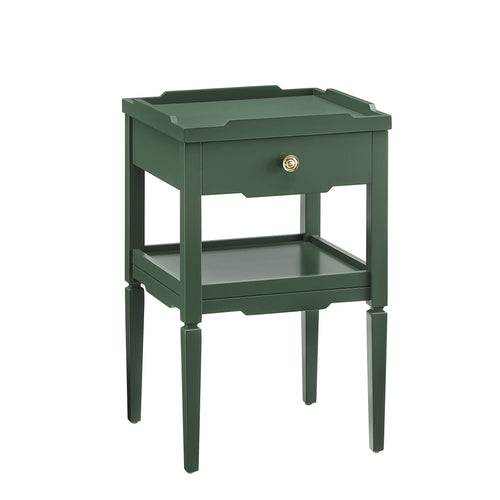 1 Drawer Nightstand with Solid Wood Frame - Blue, Dark Green, or White