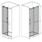 Frameless Sliding Bathtub Door with Tempered Glass - Black or Gray