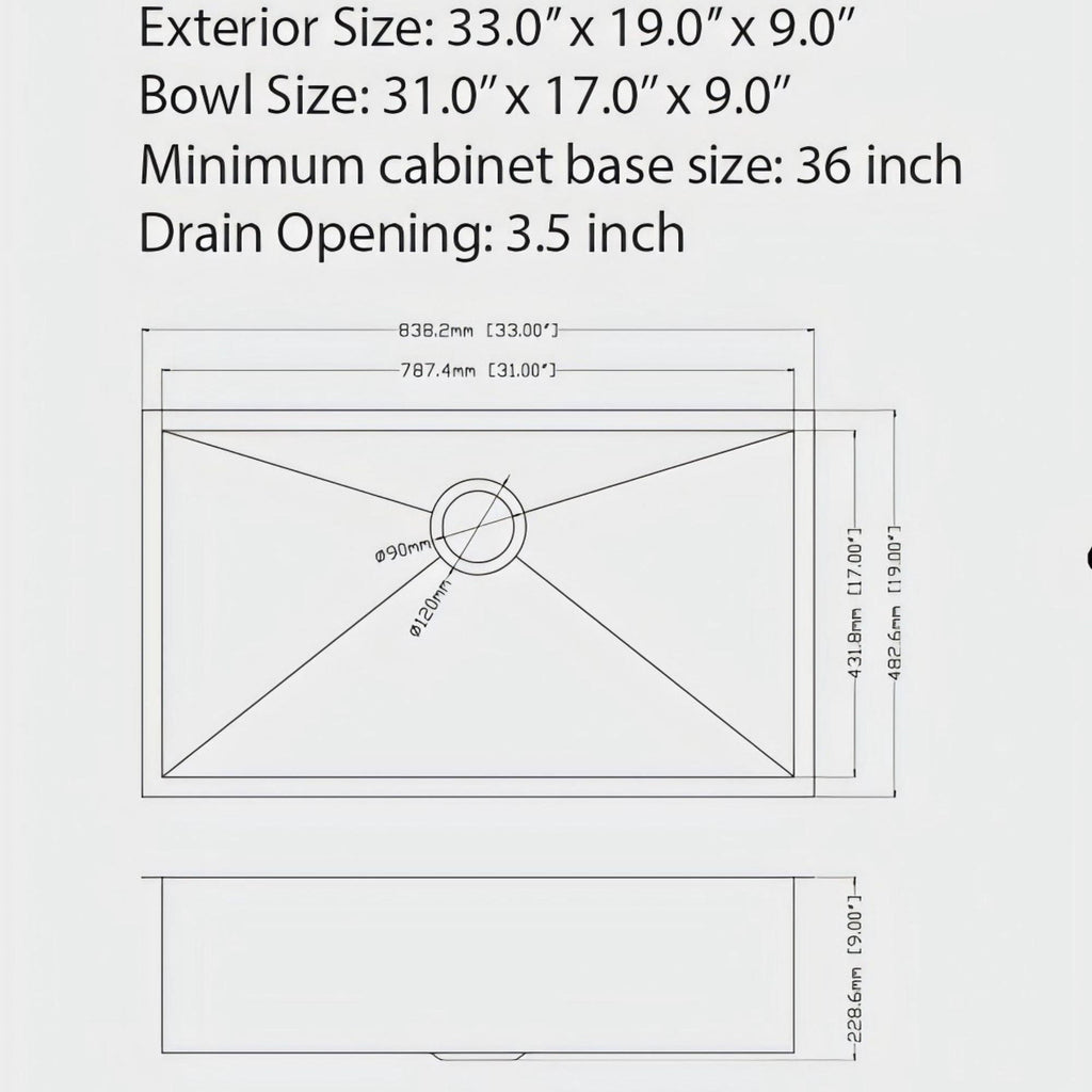 Black Undermount Kitchen Sink 16 Gauge Stainless Steel Single Bowl