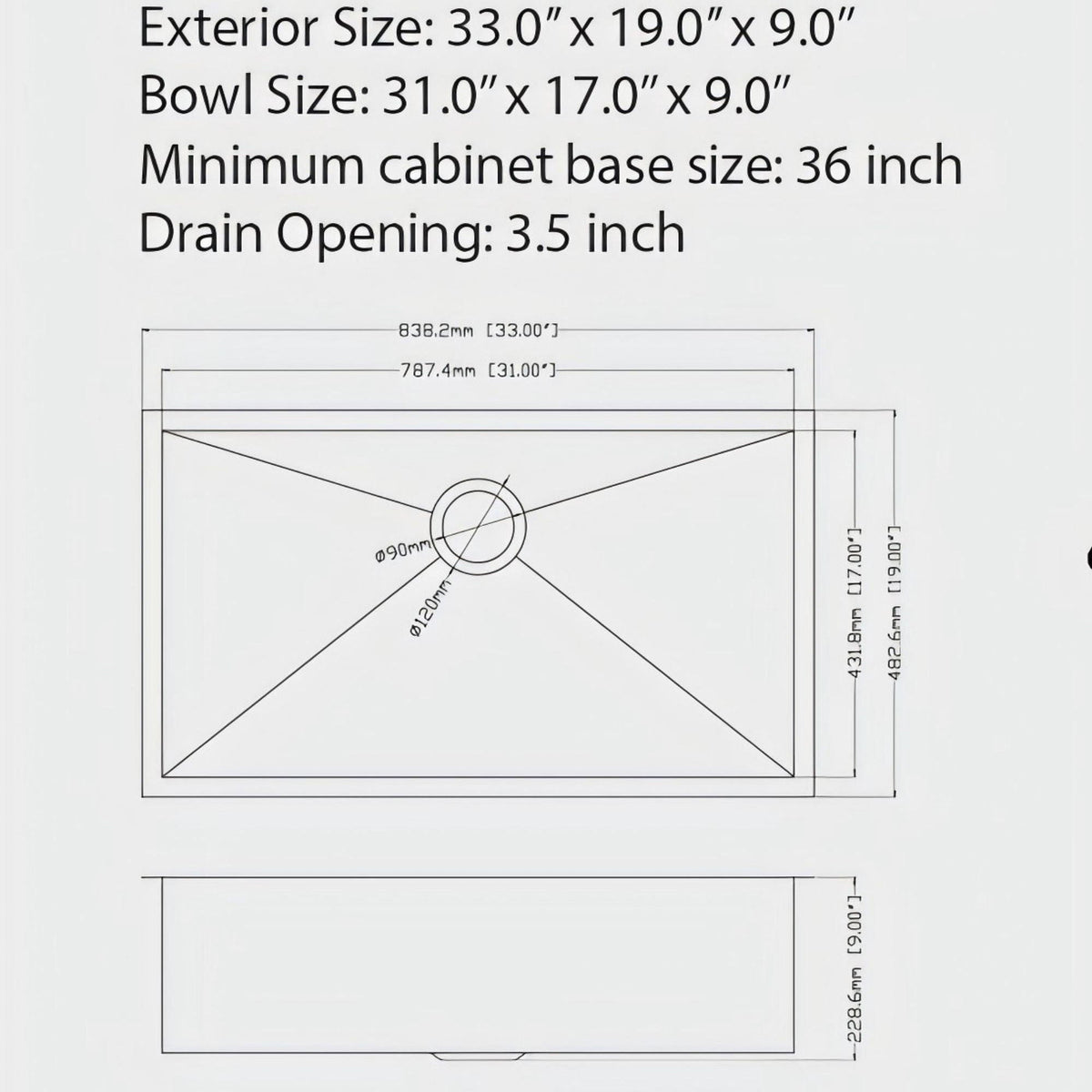 Black Undermount Kitchen Sink 16 Gauge Stainless Steel Single Bowl