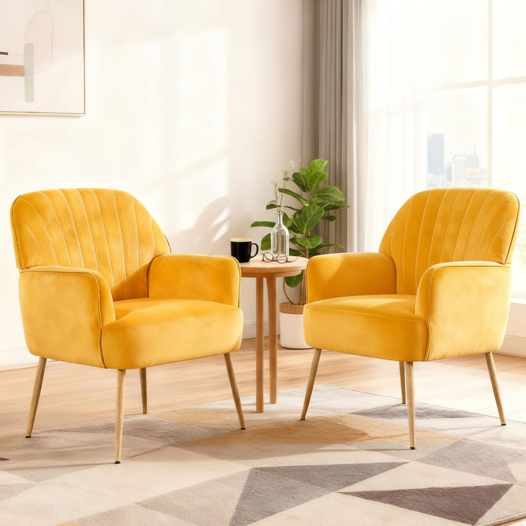 Upholstered Accent Armchair with Shell-Shaped Design - Multiple Colors