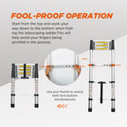 Telescopic Extension Ladder Folding Portable Multi Purpose for Indoor Outdoor Work - Black