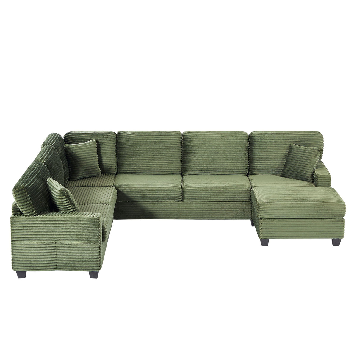 U-Shaped Upholstered Sectional Sofa with Movable Ottoman