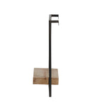 Black Brown Wall Shelf with Industrial Iron Frame and Fir Wood