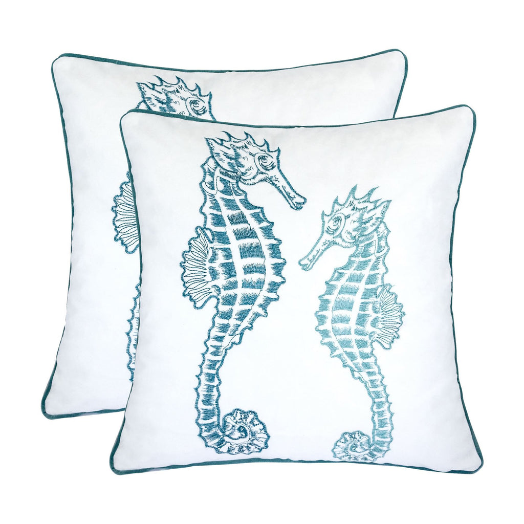 Seahorses Pillow Cover with Matching Back – 20x20 Inch Accent Pillow