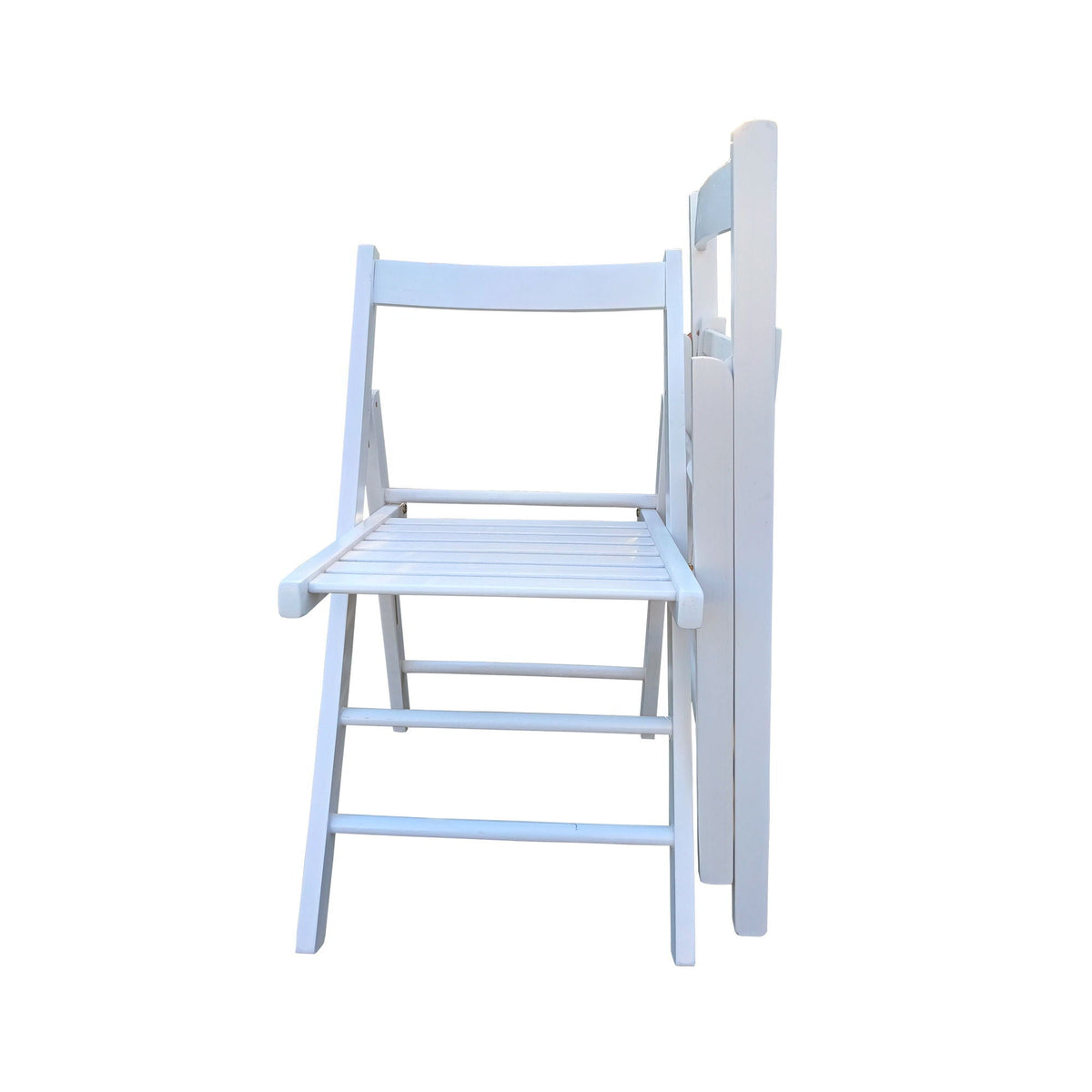 White Folding Chair Set with Foldable Design - Solid Wood