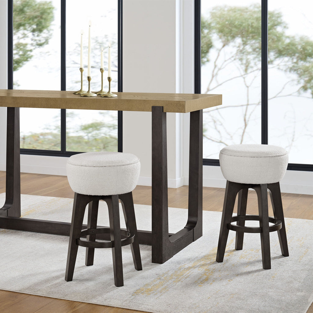 Backless Bar Stools with Soft Cushion - Set of 2 - Brown
