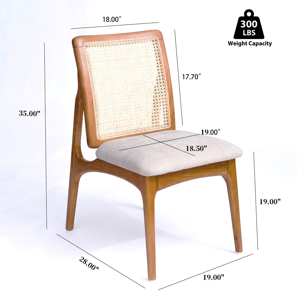 7-Piece Extendable Wood Dining Set with Rattan-Back Chairs