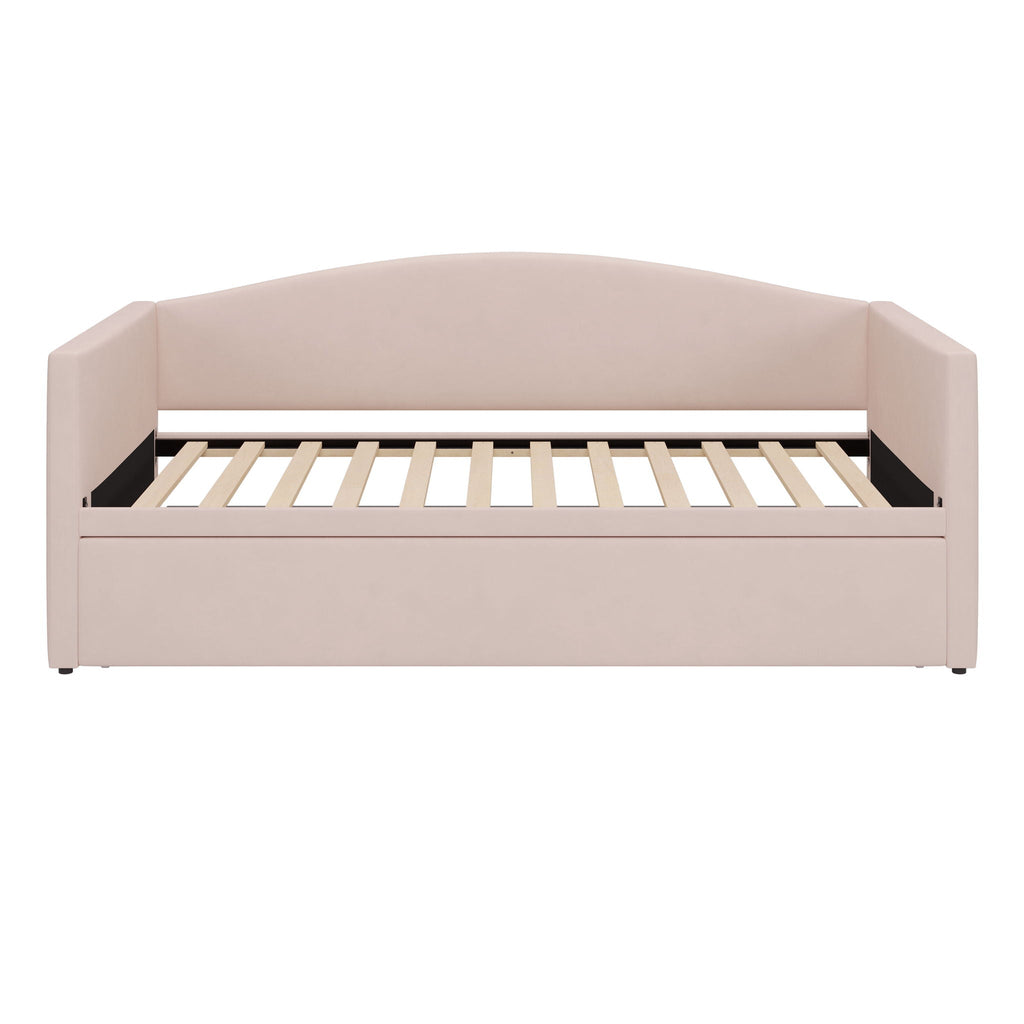 Upholstered Daybed With Pop Up Trundle Sofa Bed - Space Saving, Durable Frame - Gray or Pink