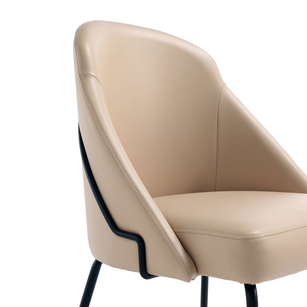 Modern Vegan Upholstered Dining Chair with High-Density Foam - Beige, Gray, or White