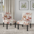 Floral Accent Chair with Modern Design - Red