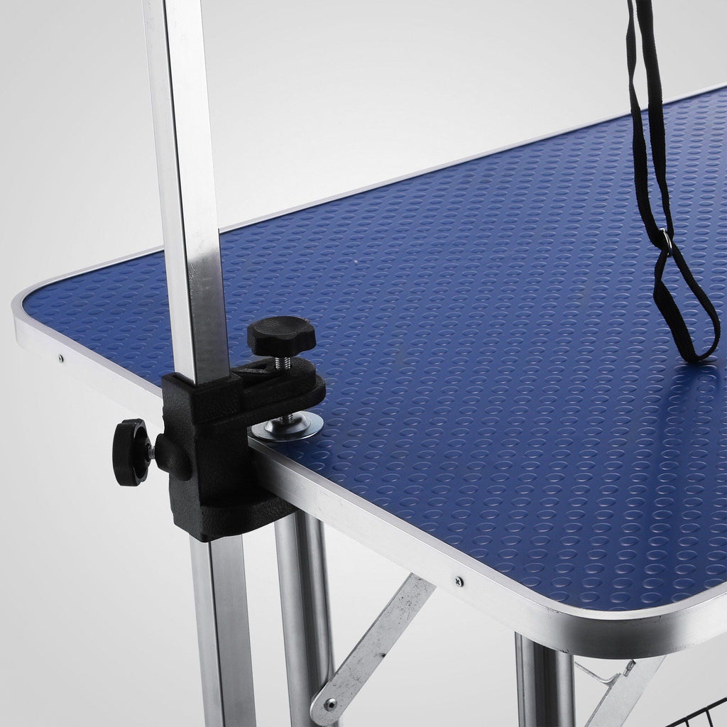 Large Heavy Duty Grooming Table for Pets with Adjustable Arm - Blue
