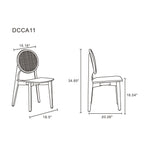 Rattan Cane Backrest Dining Chair Set with Solid Wood Frame - Black or Light Brown