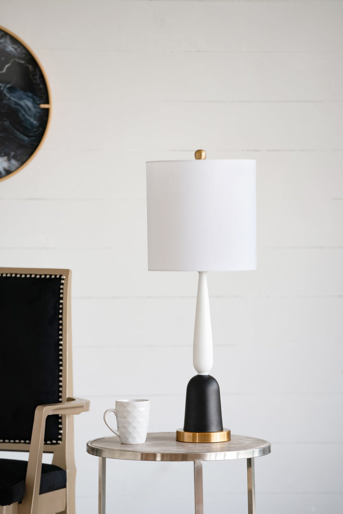 Teardrop Silhouette Table Lamp with Black and Gold Base - Black/Gold