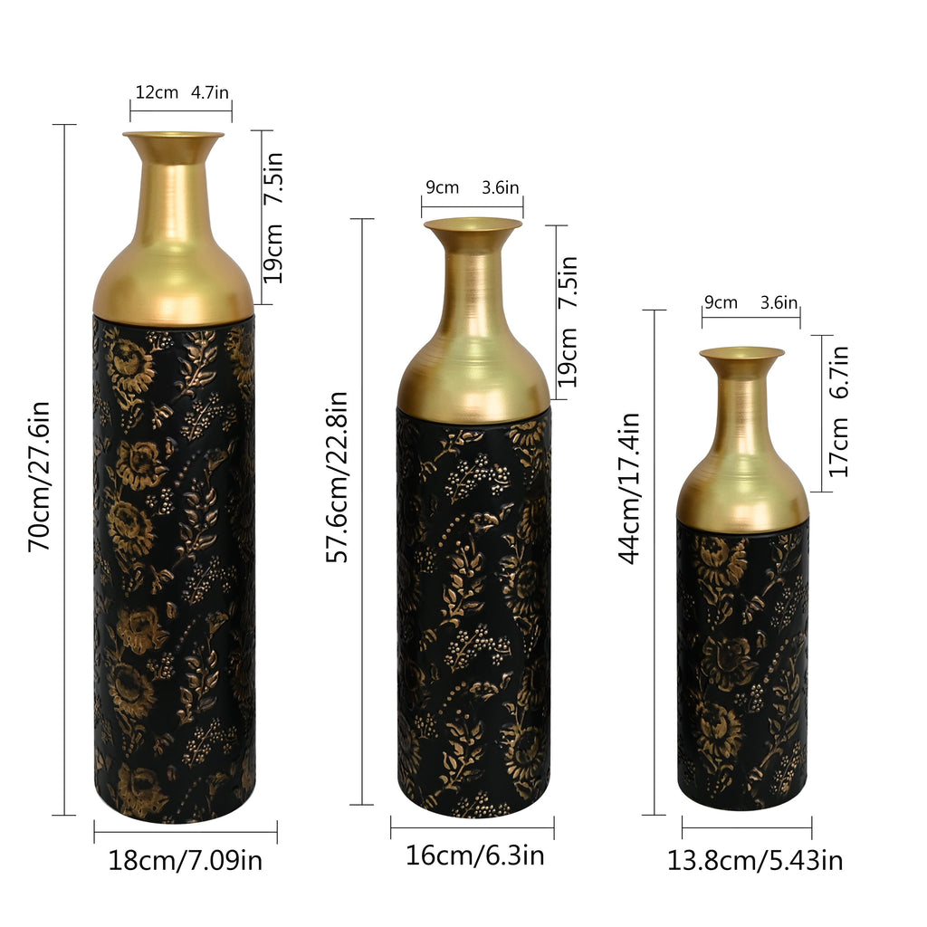 Decorative Metal Vases Set of 3 with Rust-Resistant Finish - Iron
