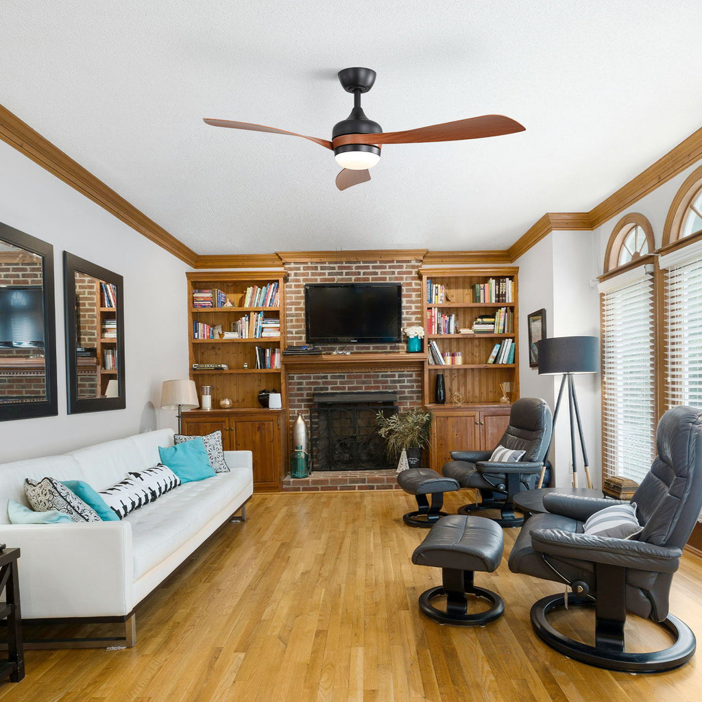 Ceiling Fan with Reversible DC Motor and Remote Control - White or Dark Brown