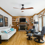 Ceiling Fan with Reversible DC Motor and Remote Control - White or Dark Brown