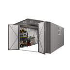 Outdoor Storage Shed with Lockable Doors - Dark Gray