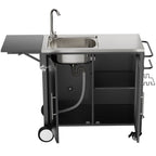 Outdoor Grill Table With Sink and Foldable Work Surface - Black