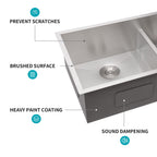 Modern Double Bowl Undermount Sink with 10" Deep Basins - Gray