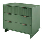 Solid Wood 3 Drawer Dresser with Ribbed Fronts - Multiple Colors