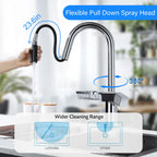 High Arc Pull Down Kitchen Faucet with Built-In Shelf - Pearl Silver or Gold