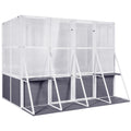 Wooden Lean To Greenhouse with Walk-In Design - White / Gray