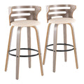 Mid Century Modern Fixed Height Barstool Set with Swivel and Footrest - Beige or Black