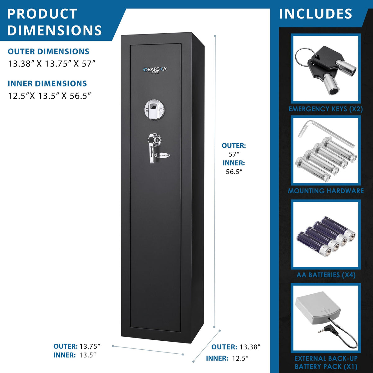 Biometric Rifle Safe with Fingerprint Access – Black