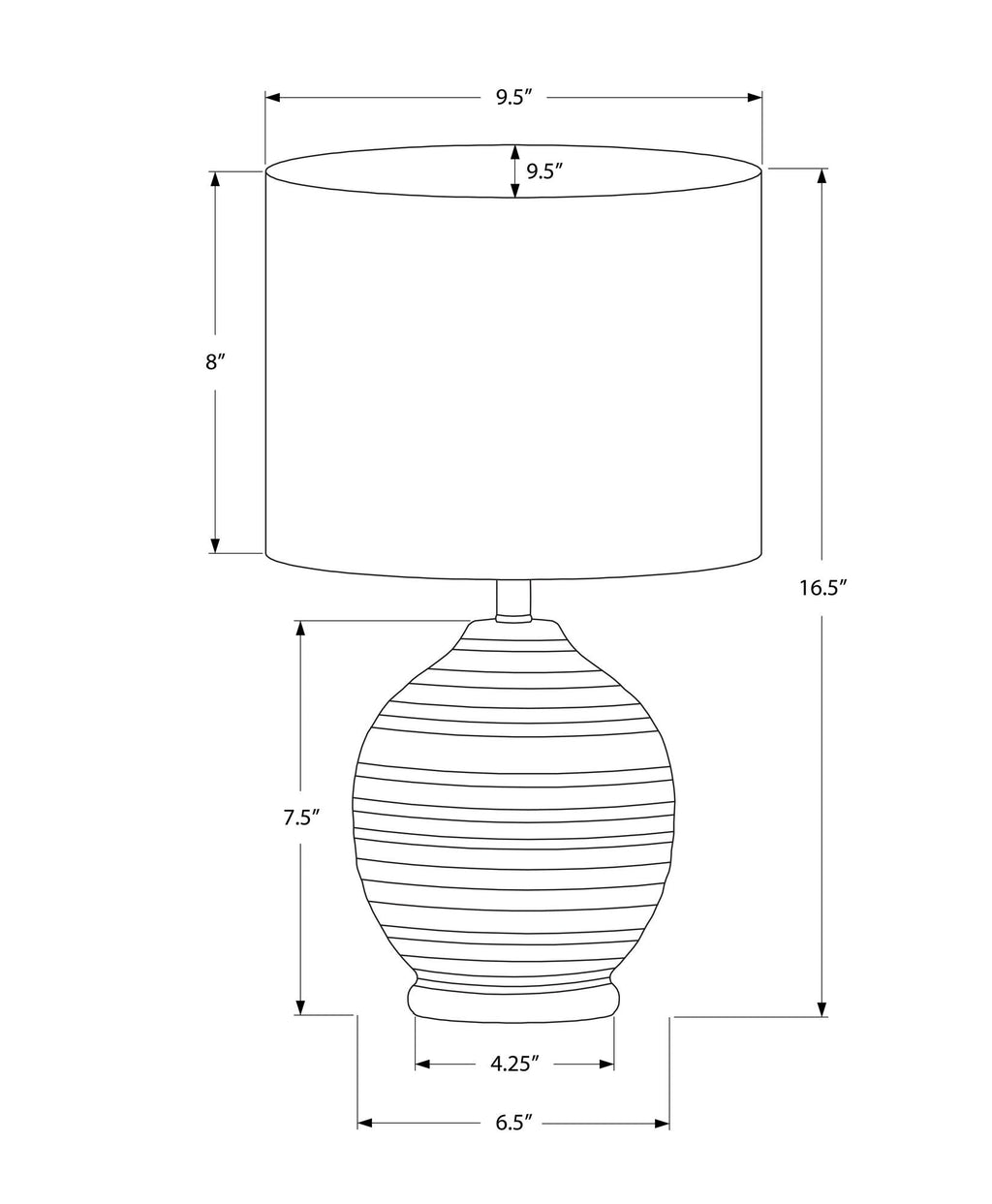 Black Ceramic Table Lamp with Ivory Linen Shade - Black