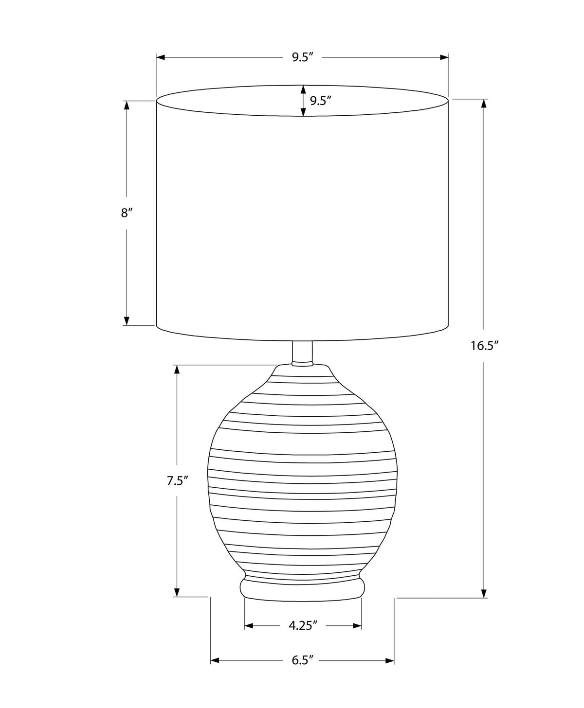 Black Ceramic Table Lamp with Ivory Linen Shade - Black