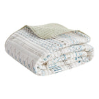 Printed Microfiber Seersucker Quilt Set with Reversible Design - Taupe/Blue