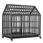 Heavy Duty Dog Crate with Lockable Wheels - Black