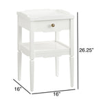 1 Drawer Nightstand with Solid Wood Frame - Blue, Dark Green, or White