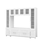 Modern Entertainment Center with Fluted Glass Doors - White or Black