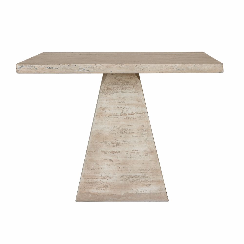 Square Dining Table with Pedestal Base - Beige
