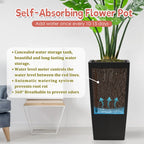 Indoor Outdoor Planter with Automatic Watering System - Dark Brown, Black, or White