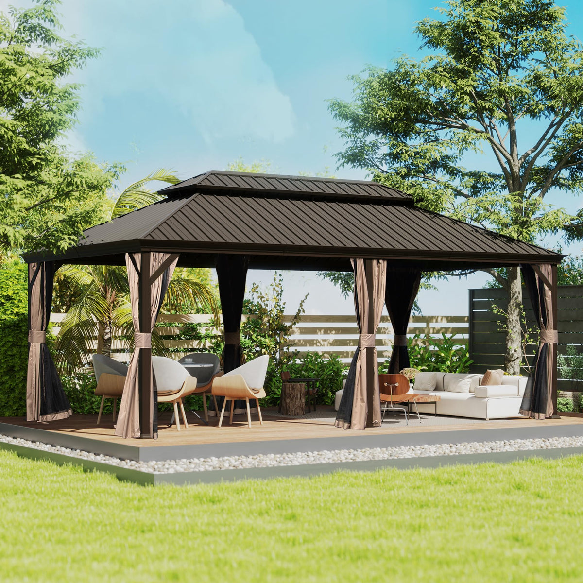12' x 18' Hardtop Gazebo with Drainage System - Aluminum