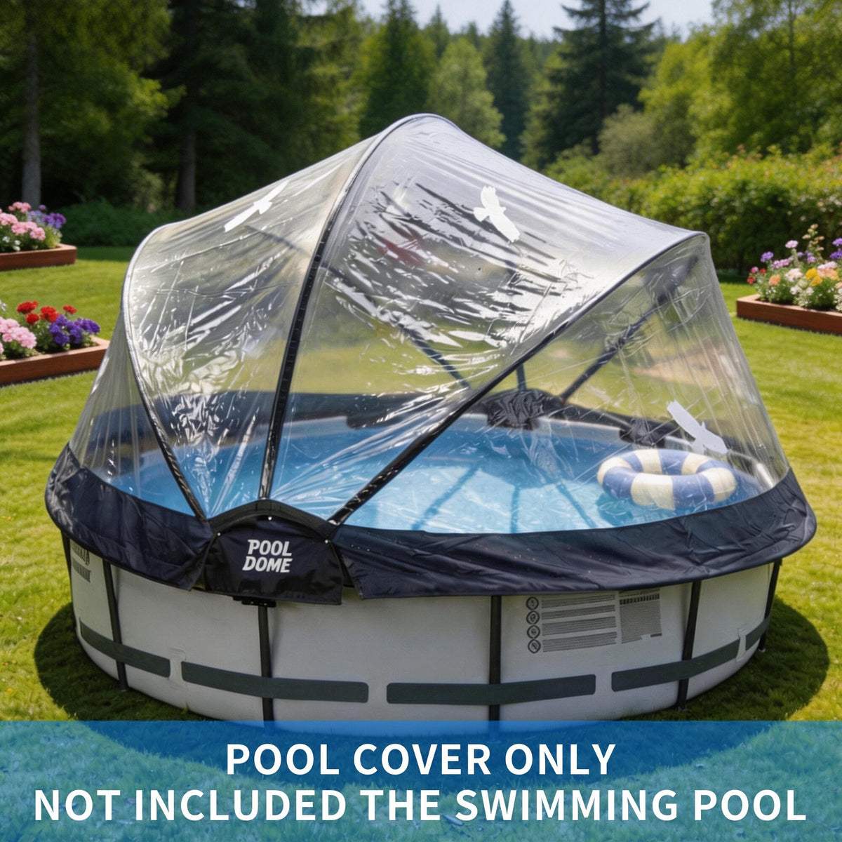 15 Ft Round Multifunctional All Weather Pool Dome Enclosure - Black/White