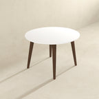 White Round Dining Table with Solid Wood Construction - White