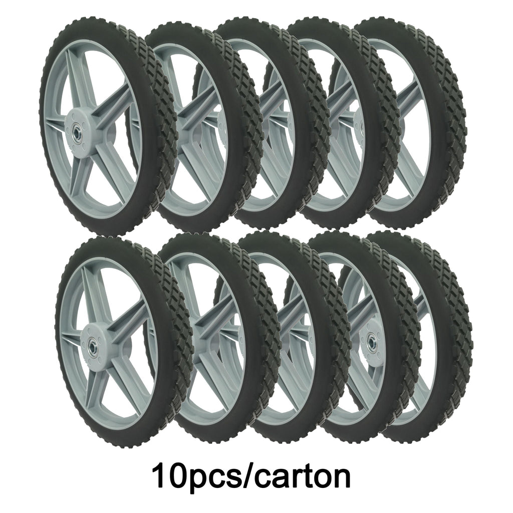 Universal 12" Spoked Plastic Wheel and Tire with Puncture-Proof Design - Black