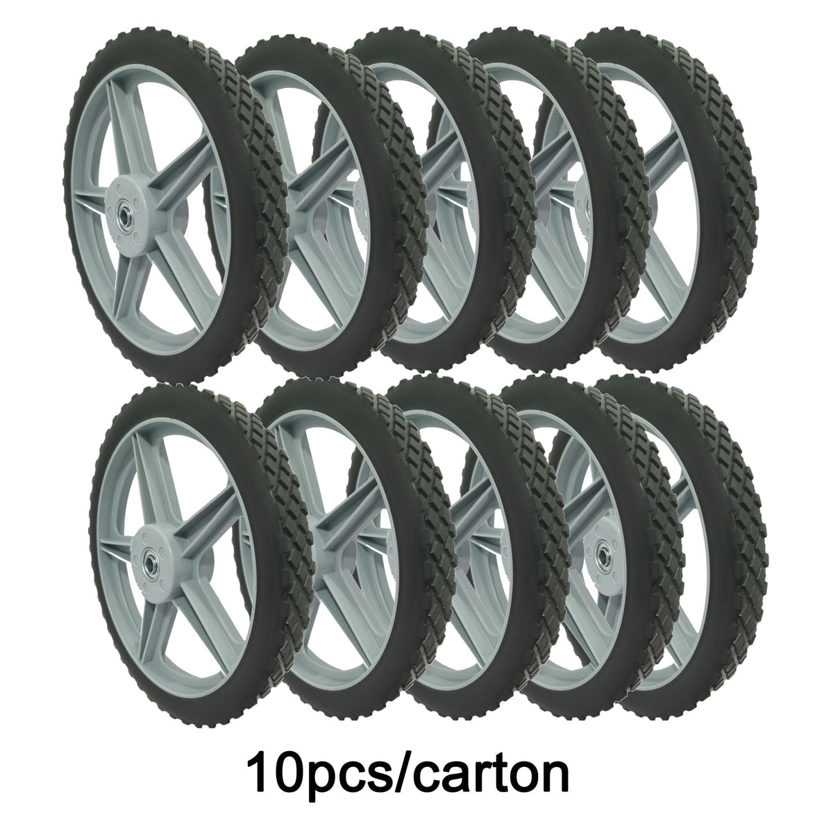 Universal 12" Spoked Plastic Wheel and Tire with Puncture-Proof Design - Black