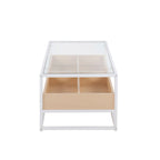 Contemporary Coffee Table with Tempered Glass Top - Beige or Dark Brown
