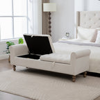 Modern Upholstered Storage Bench With Double Lids