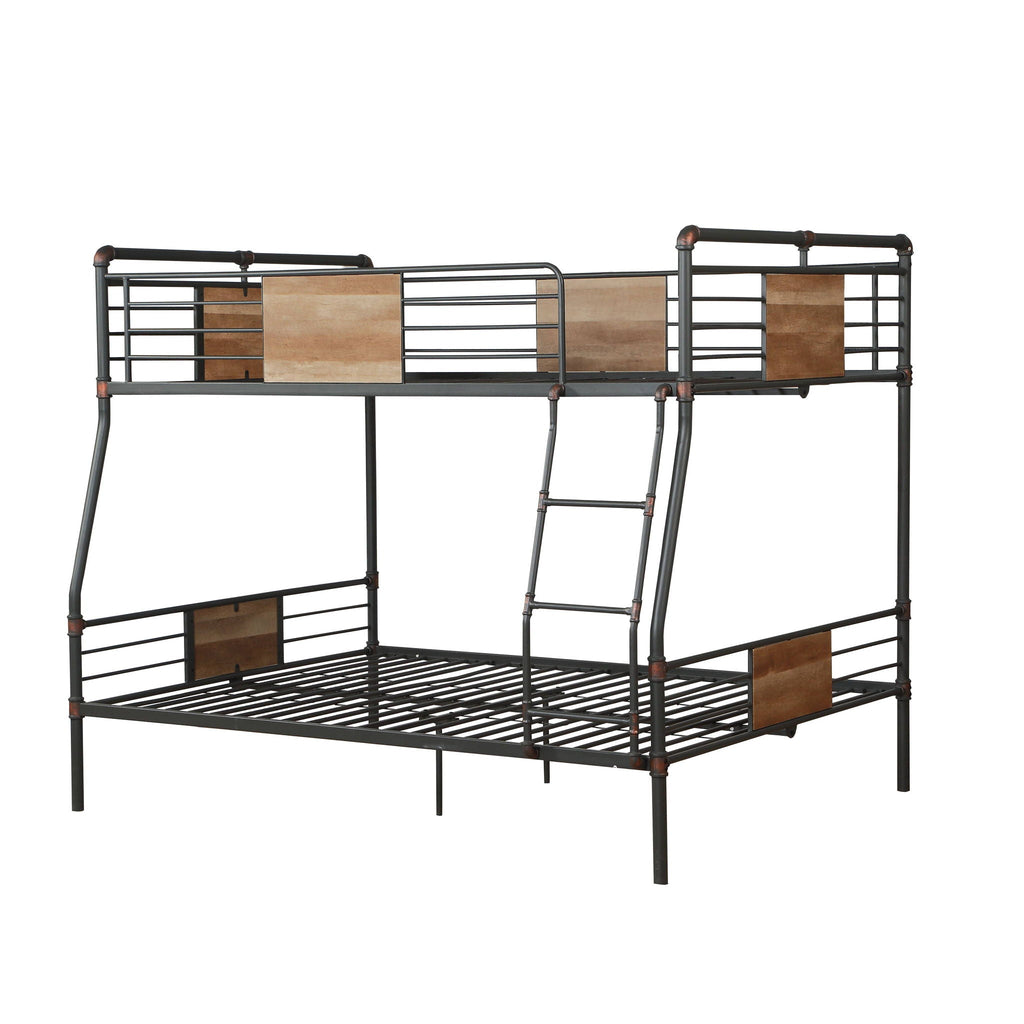 Full Long / Queen Bunk Bed with Guard Rails - Black