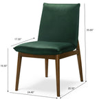 Monza Contemporary Dining Chair Set with Solid Wood Frame - Beige or Dark Green